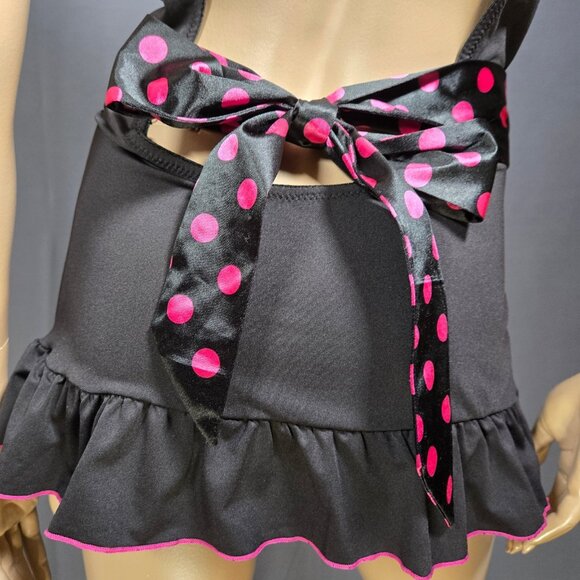 Y2K Rampage Babydoll Lingerie French Maid Mini Dress Size S Black Pink Polka Dot - Picture 8 of 11